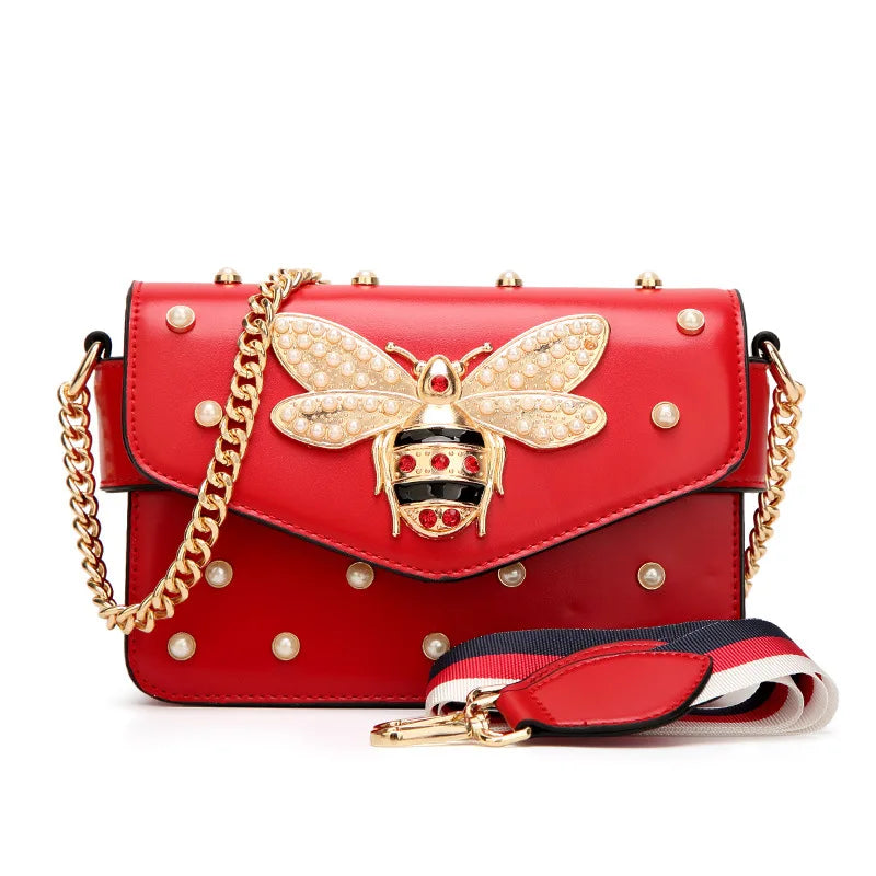 Bee Pearl Crossbody Bag für Damen – Schicke Ketten-Schultertasche | Luxus-inspiriertes Design mit angesagtem Stil