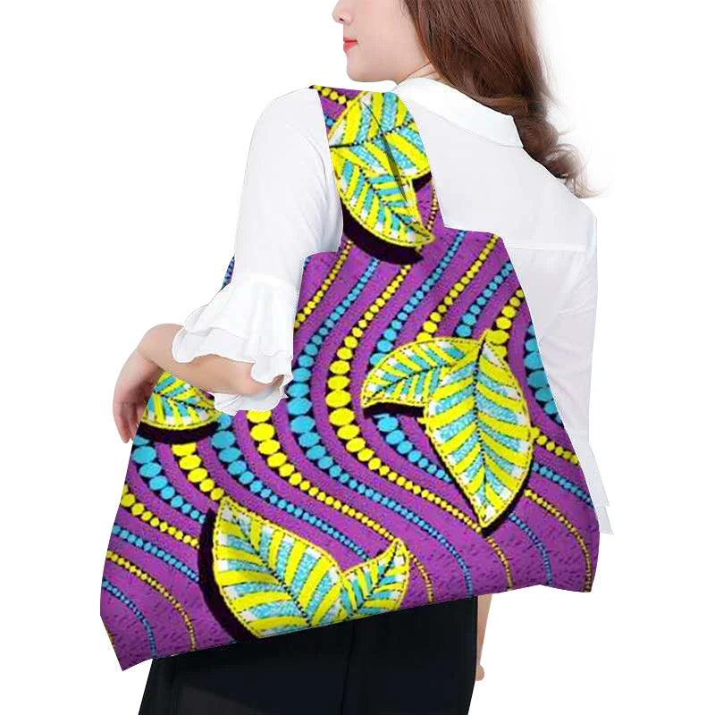 Afrikanische Wachsdruck-Tragetasche für Damen – Große wiederverwendbare Öko-Schulter-Strandtasche