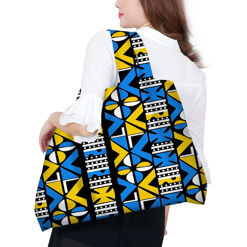 Afrikanische Wachsdruck-Tragetasche für Damen – Große wiederverwendbare Öko-Schulter-Strandtasche