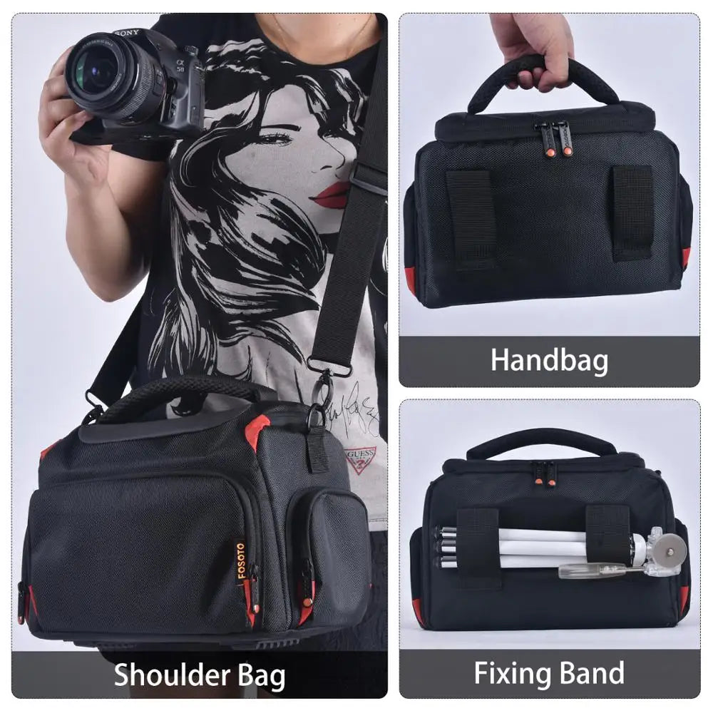 FOSOTO Wasserdichte DSLR-Kameratasche – Professionelle Schultertasche für Canon, Nikon, Sony und Objektive