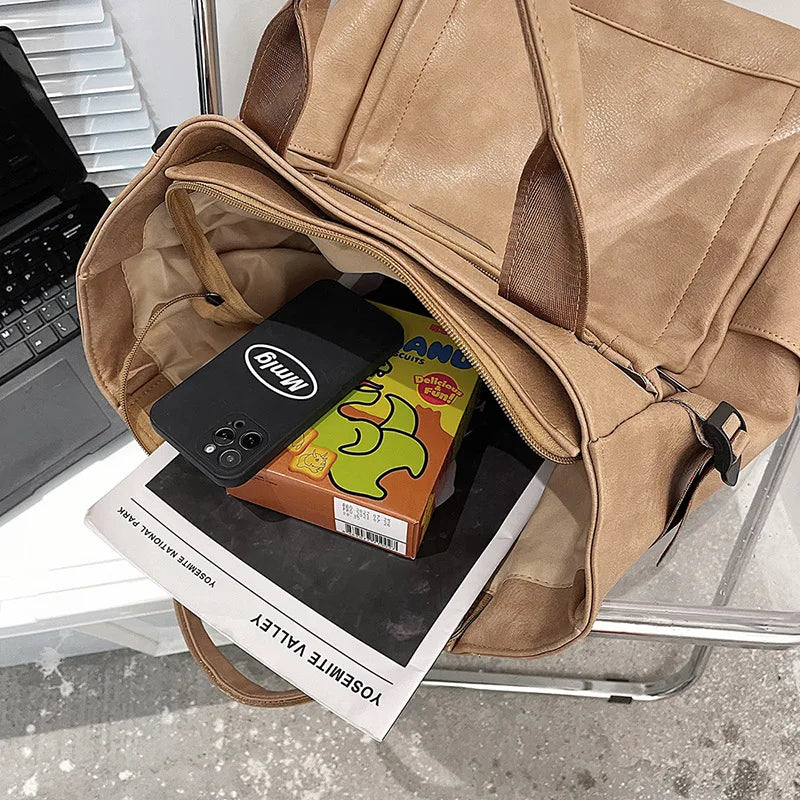 Stylischer Laptop-Rucksack aus PU-Leder für Damen – Große Designer-Arbeitstasche mit USB-Anschluss und Organizer-Fächern