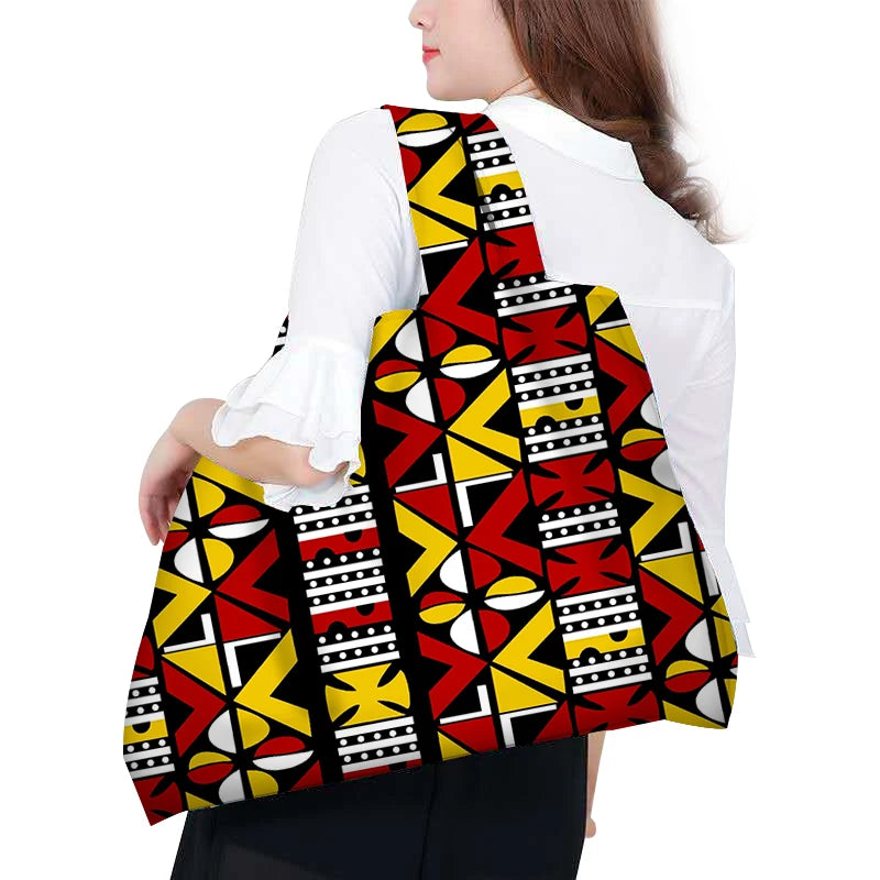 Afrikanische Wachsdruck-Tragetasche für Damen – Große wiederverwendbare Öko-Schulter-Strandtasche