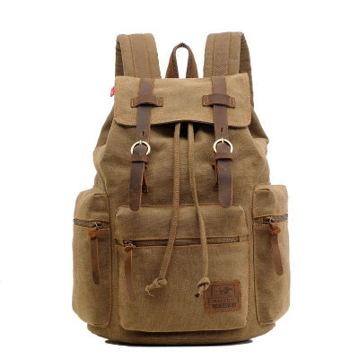 Vintage-Studentenrucksack – Büchertasche aus Canvas und Leder für die Universität, Reisen und den Alltag