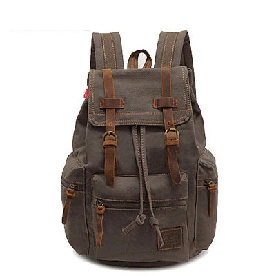 Vintage-Studentenrucksack – Büchertasche aus Canvas und Leder für die Universität, Reisen und den Alltag