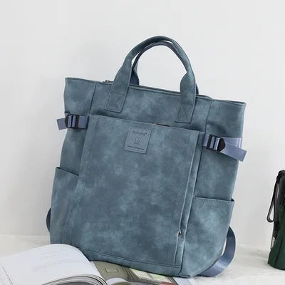 Stylischer Laptop-Rucksack aus PU-Leder für Damen – Große Designer-Arbeitstasche mit USB-Anschluss und Organizer-Fächern