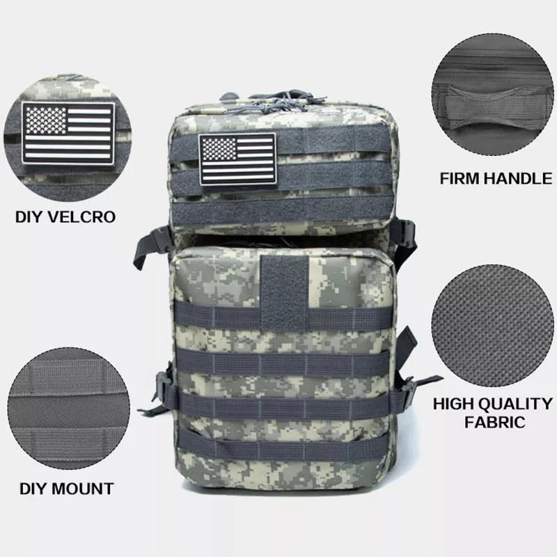 Militärischer taktischer Rucksack – 45L Outdoor-Rucksack für Wandern, Camping, Trekking & Jagd