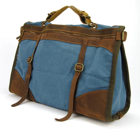 Herren-Wochenendtasche aus Canvas und Leder – Reisetasche im Vintage-Militärstil
