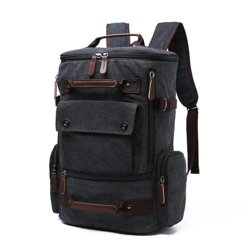 Vintage Canvas Laptop-Rucksack für Herren – Hochwertige große Reise- und Schultasche"