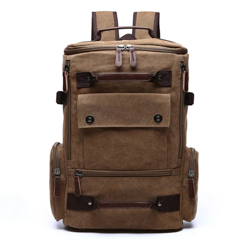 Vintage Canvas Laptop-Rucksack für Herren – Hochwertige große Reise- und Schultasche"