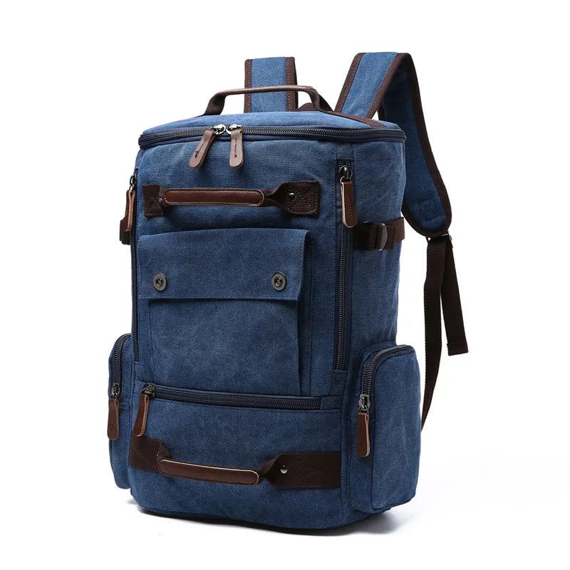 Vintage Canvas Laptop-Rucksack für Herren – Hochwertige große Reise- und Schultasche"