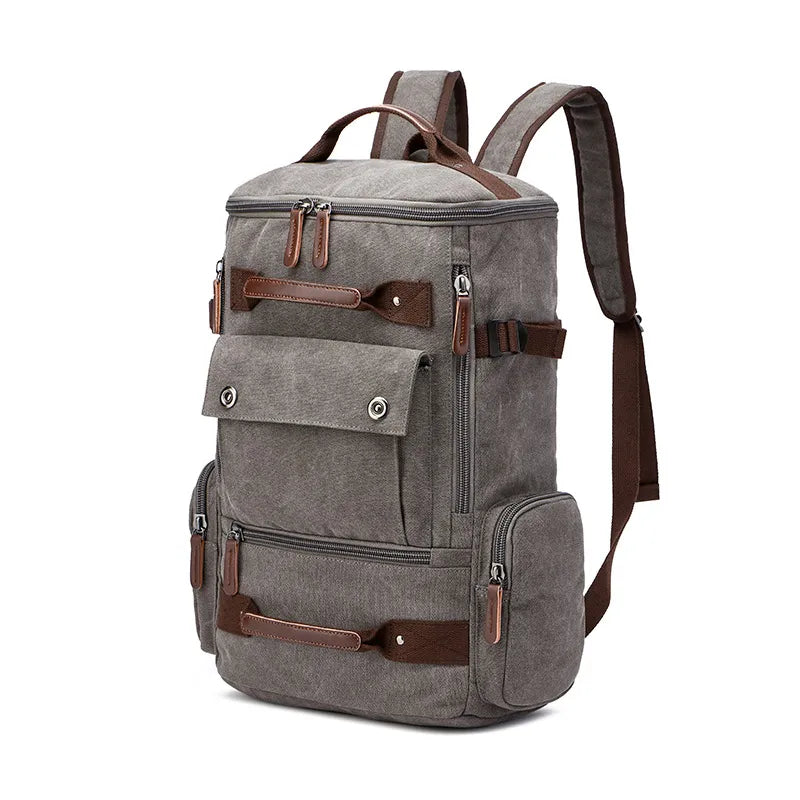 Vintage Canvas Laptop-Rucksack für Herren – Hochwertige große Reise- und Schultasche"