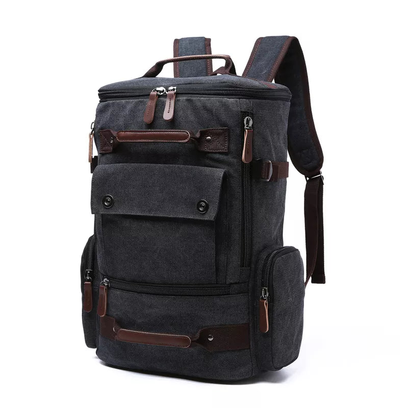 Vintage Canvas Laptop-Rucksack für Herren – Hochwertige große Reise- und Schultasche"