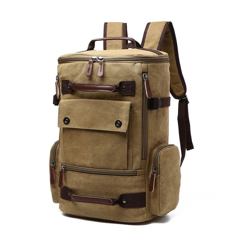 Vintage Canvas Laptop-Rucksack für Herren – Hochwertige große Reise- und Schultasche"