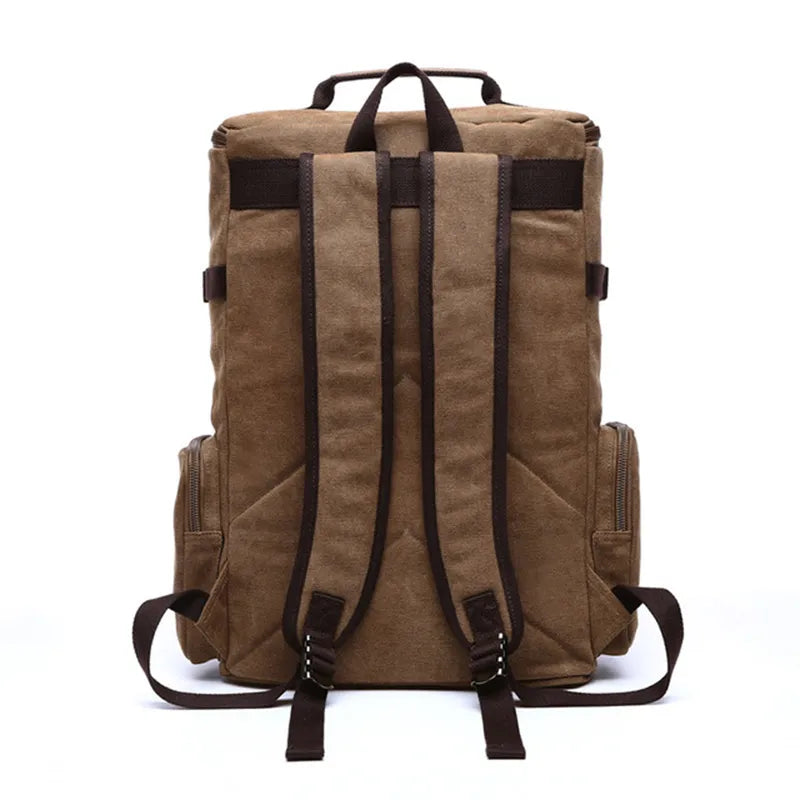 Vintage Canvas Laptop-Rucksack für Herren – Hochwertige große Reise- und Schultasche"