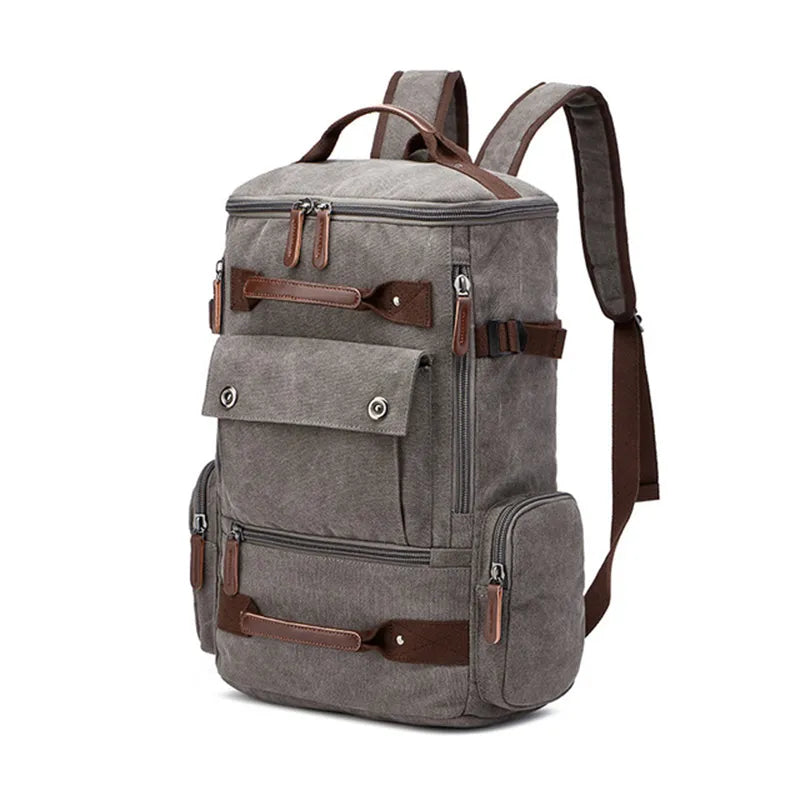 Vintage Canvas Laptop-Rucksack für Herren – Hochwertige große Reise- und Schultasche"