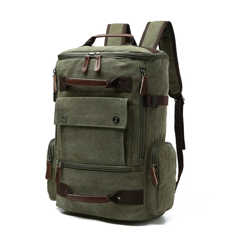 Vintage Canvas Laptop-Rucksack für Herren – Hochwertige große Reise- und Schultasche"