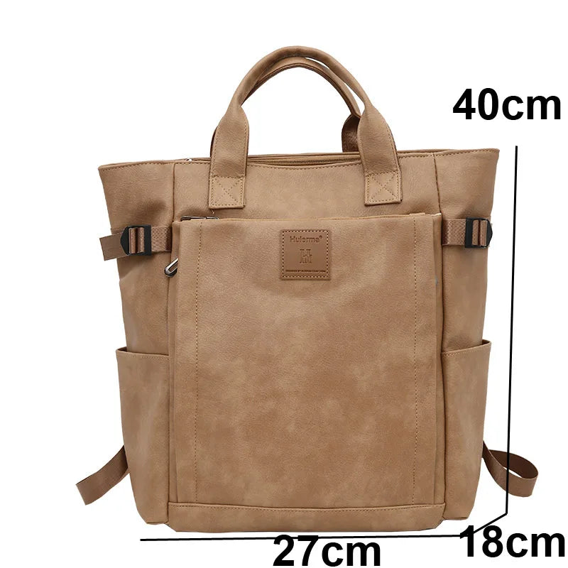 Stylischer Laptop-Rucksack aus PU-Leder für Damen – Große Designer-Arbeitstasche mit USB-Anschluss und Organizer-Fächern