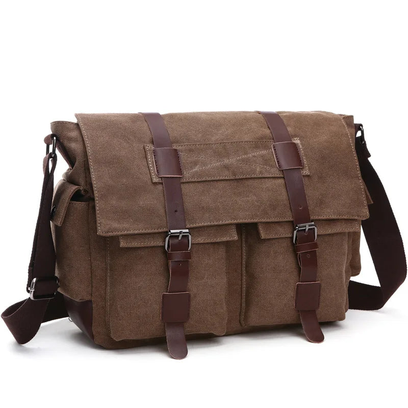Vintage Canvas Messenger Bag for Men – Casual Crossbody Shoulder Bag for Work, Office & Travel