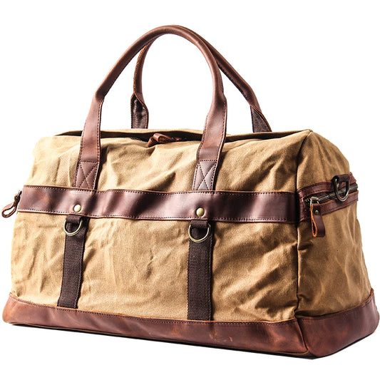 Reisetasche aus gewachstem Canvas – Wasserdichte Tragetasche aus Leder für Männer und Frauen