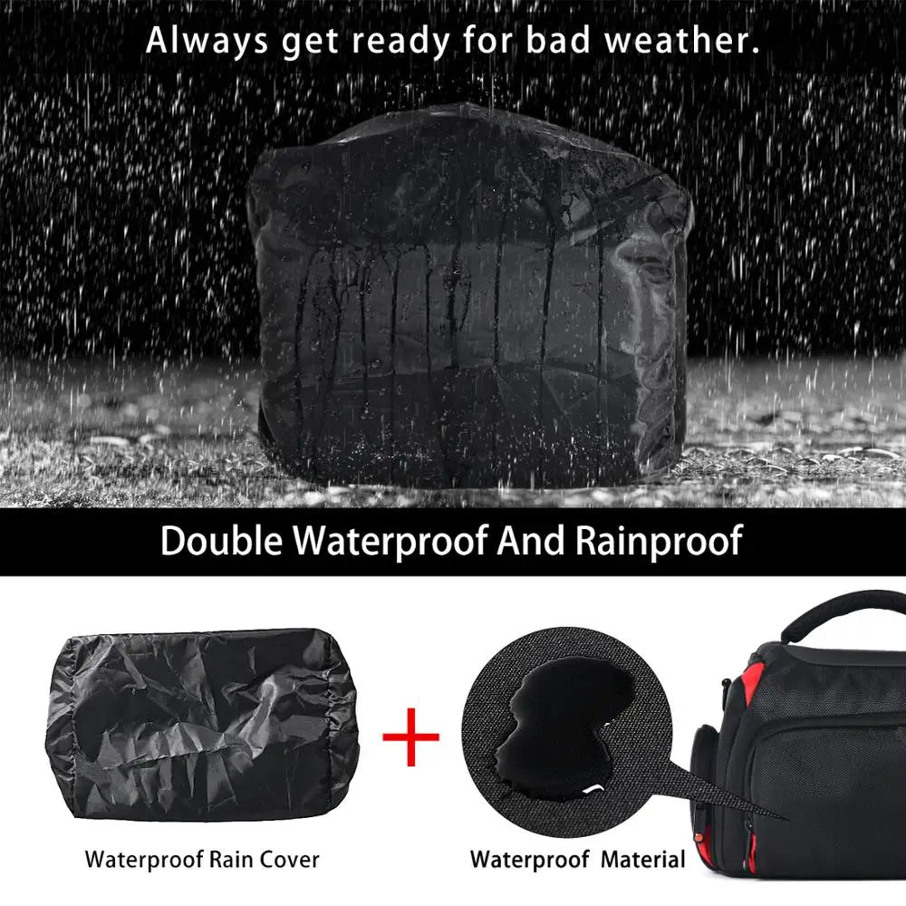FOSOTO Wasserdichte DSLR-Kameratasche – Professionelle Schultertasche für Canon, Nikon, Sony und Objektive