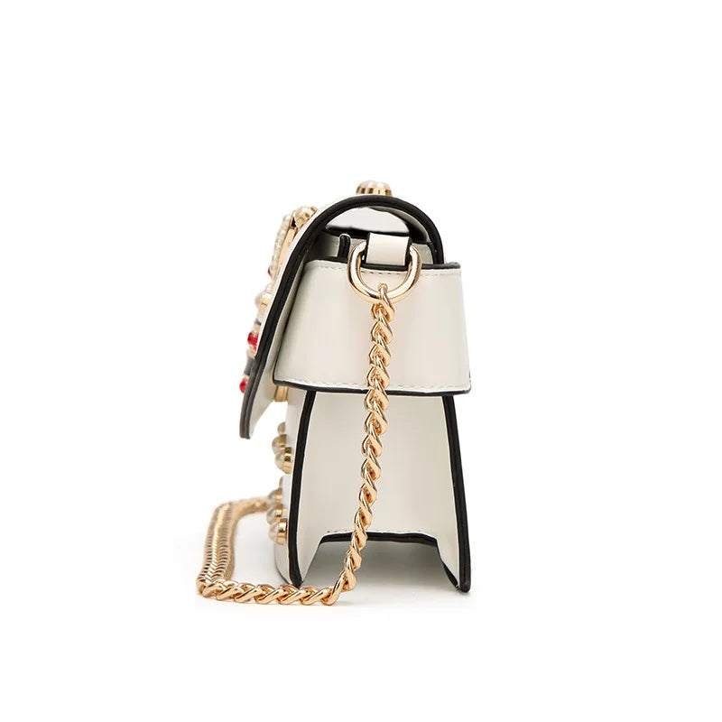 Bee Pearl Crossbody Bag für Damen – Schicke Ketten-Schultertasche | Luxus-inspiriertes Design mit angesagtem Stil