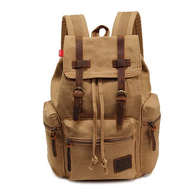 Vintage-Studentenrucksack – Büchertasche aus Canvas und Leder für die Universität, Reisen und den Alltag