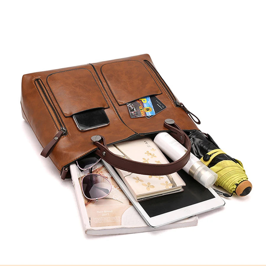 Lehrertasche aus PU-Leder für Damen – Retro-Umhängetasche im klassischen Stil für den täglichen und beruflichen Gebrauch