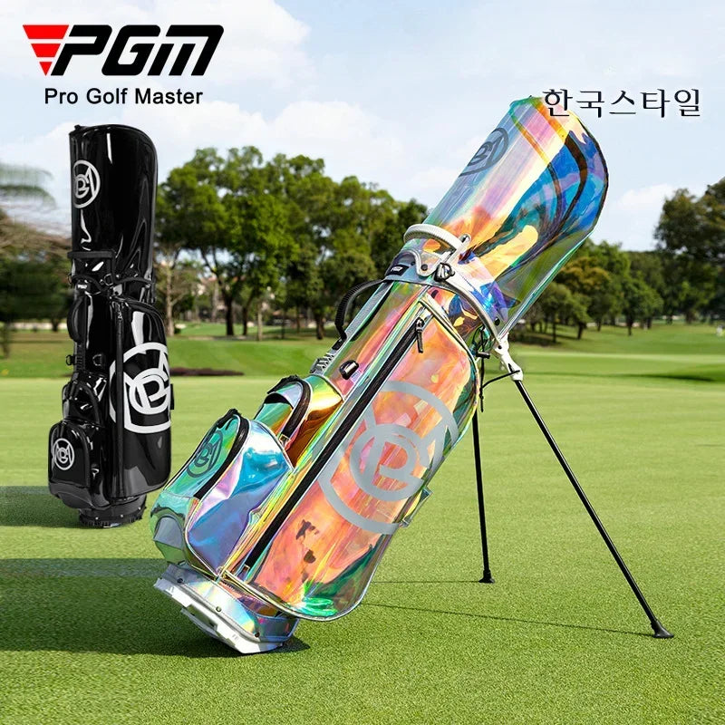 PGM Damen-Golftasche QB131 – Ultraleichte, wasserdichte TPU-Standtasche, mehrfarbiger und transparenter Schlägerträger