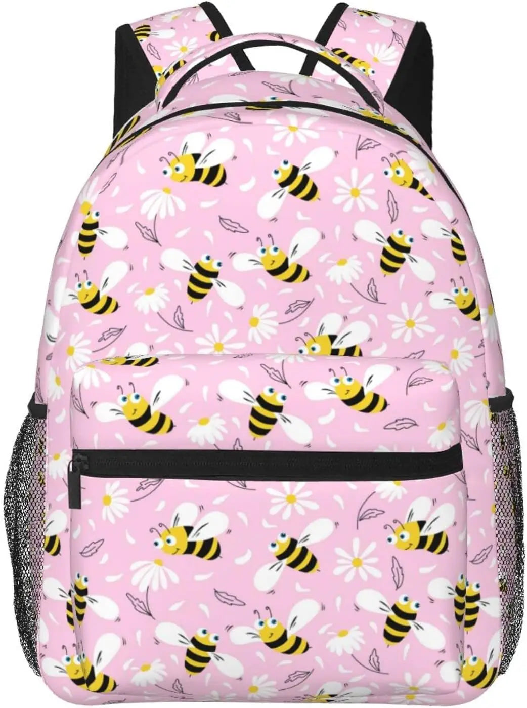 Rucksack mit Bienen- und Blumenmuster – Leichter Tagesrucksack für Damen und Herren | Süße Tasche für Reisen, Wandern, Camping und den Alltag