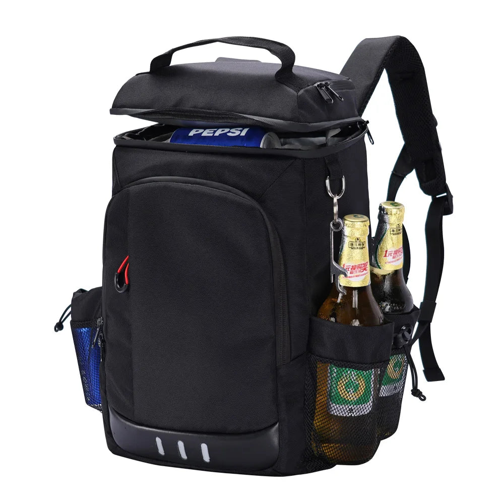 Isolierter Picknick-Kühlrucksack mit großem Fassungsvermögen – Auslaufsichere Thermo-Lunchtasche für Camping, Wandern und Mahlzeiten im Freien mit Flaschenöffner