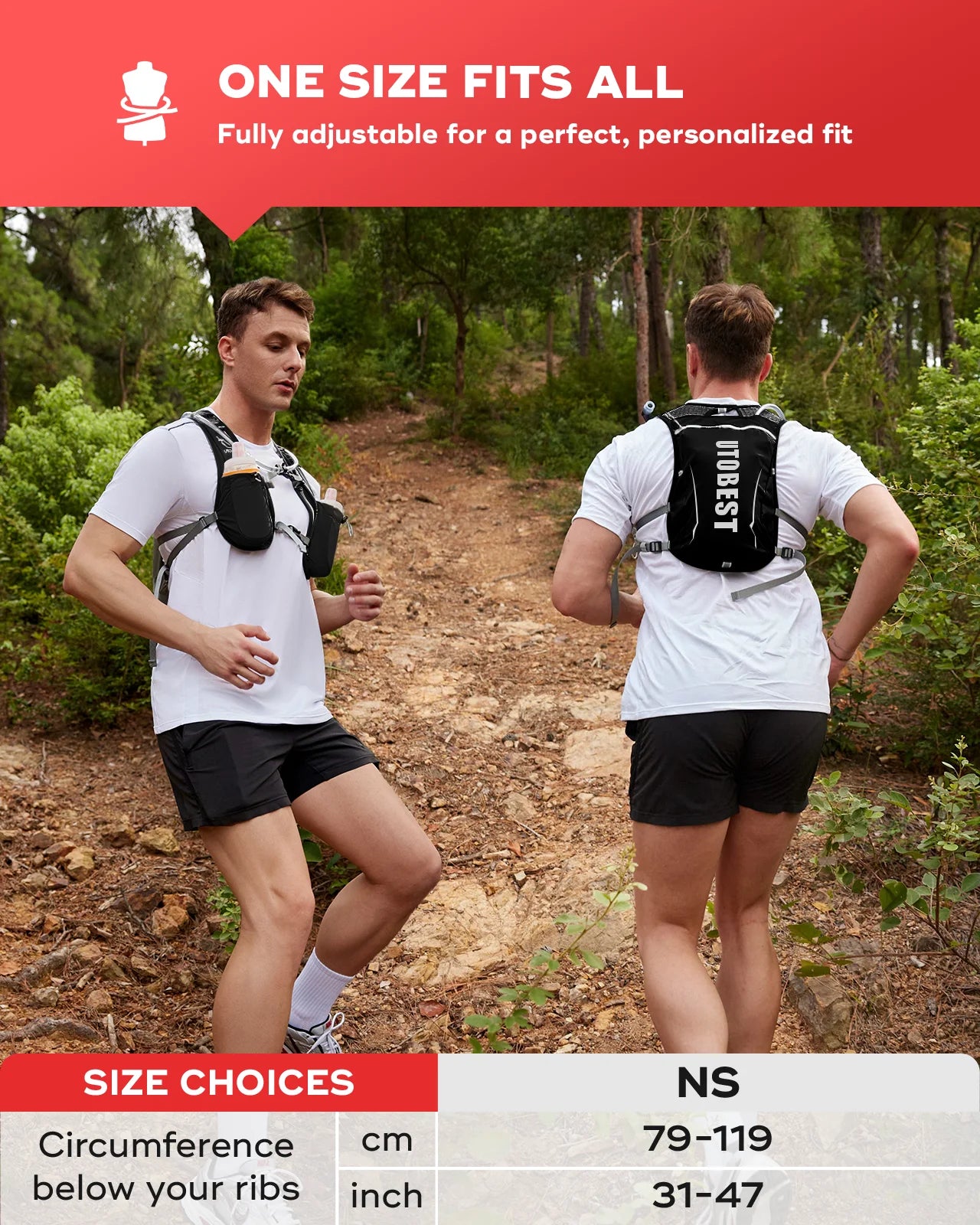 UTOBEST 5L Ultraleichte Lauf-Trinkweste – Atmungsaktiver Trail-Rucksack für Radfahren, Wandern und Marathons