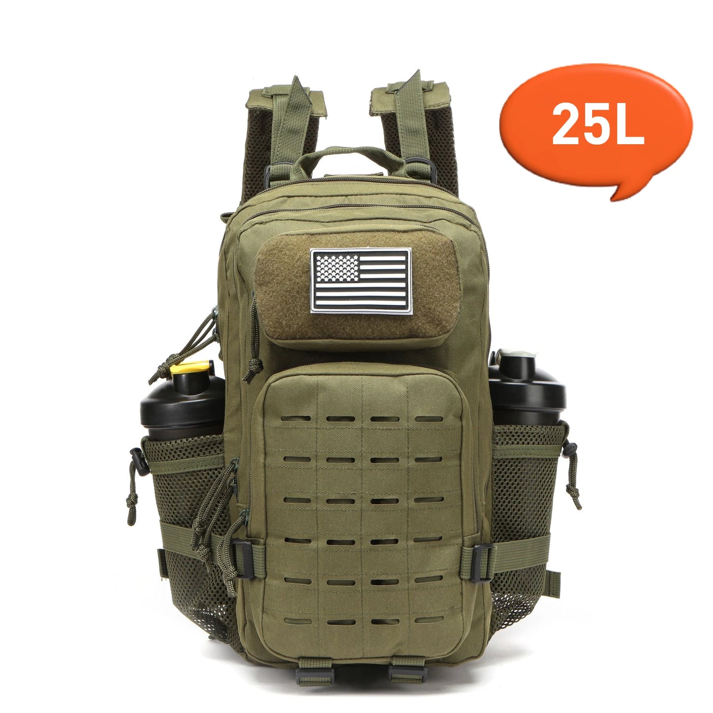 25L/50L Tactical MOLLE Backpack – Hunting, Hiking & Gym Rucksack for Men with 2 Bottle Holders, EDC Outdoor Bag