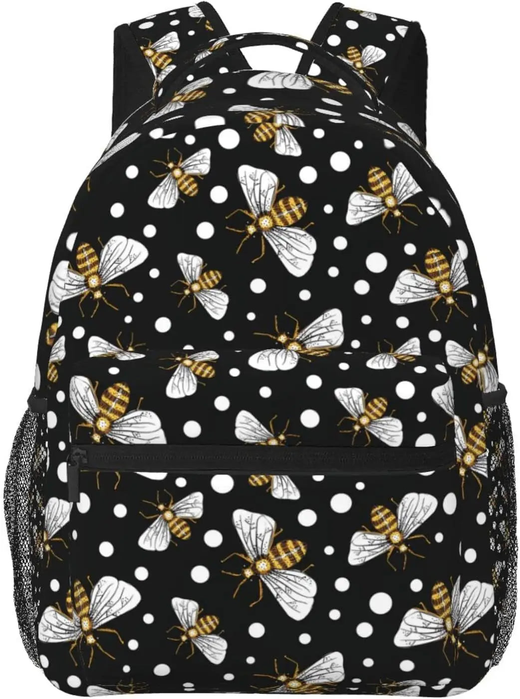 Rucksack mit Bienen- und Blumenmuster – Leichter Tagesrucksack für Damen und Herren | Süße Tasche für Reisen, Wandern, Camping und den Alltag