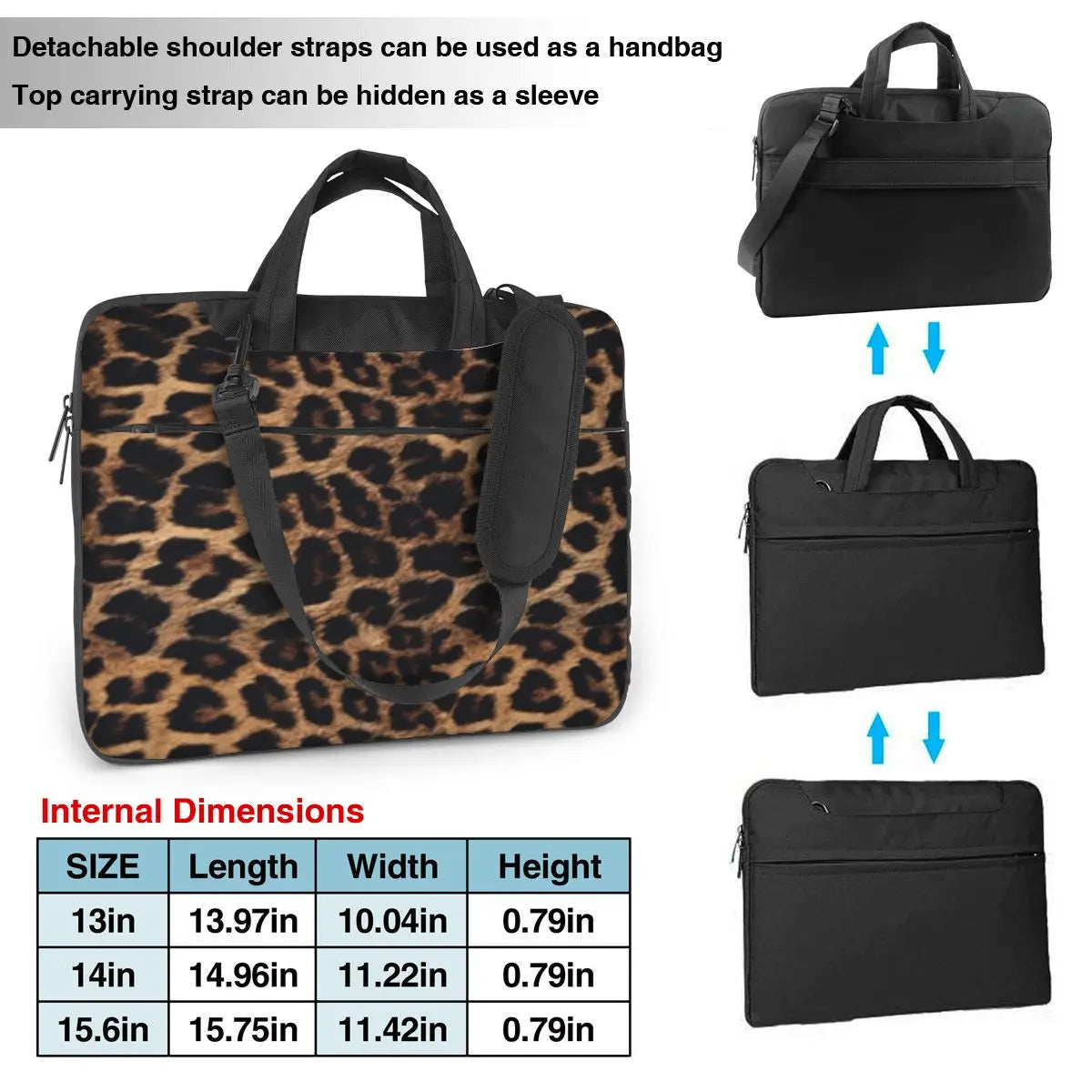 Laptoptasche mit Leopardenmuster – Stilvolle Schutzhülle und Umhängetasche für 13-, 14- und 15,6-Zoll-Laptops und MacBook Pro/Air