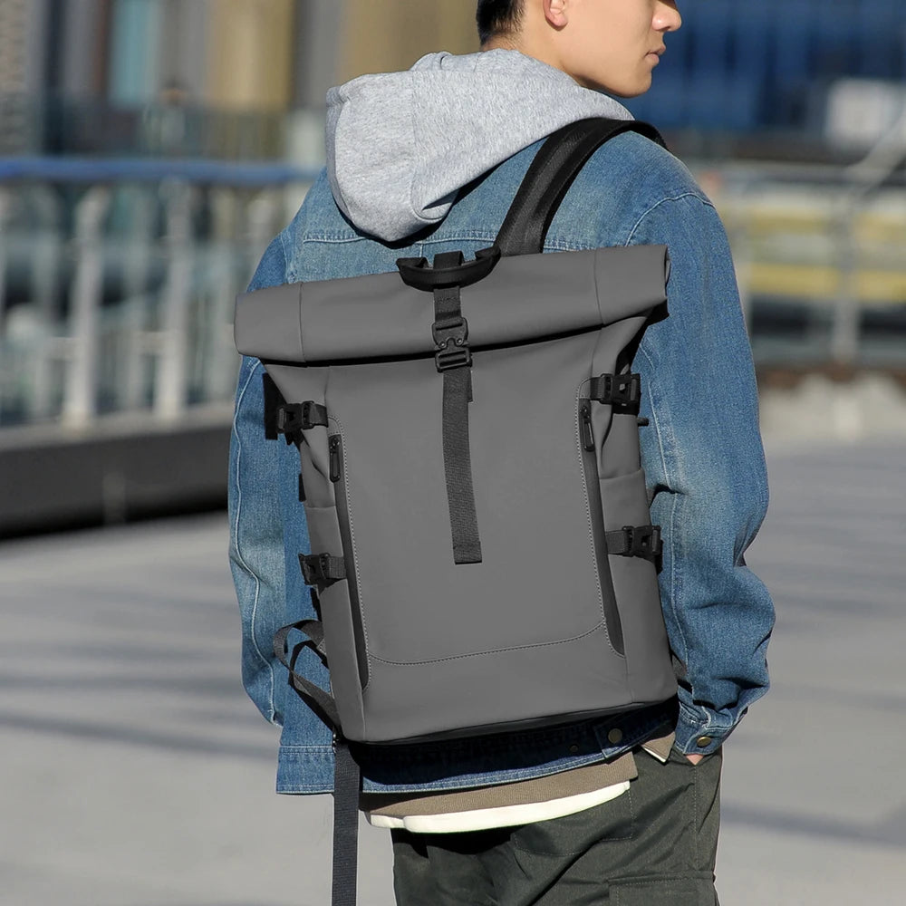 Durable Waterproof Roll Top Outdoor Backpack Hiking Travel Daily Use Air Cushion Belt