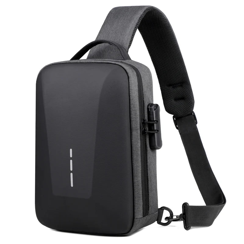 Diebstahlsichere Crossbody-Brusttasche für Herren – USB-Ladeanschluss, Zahlenschloss und Schultertasche für unterwegs