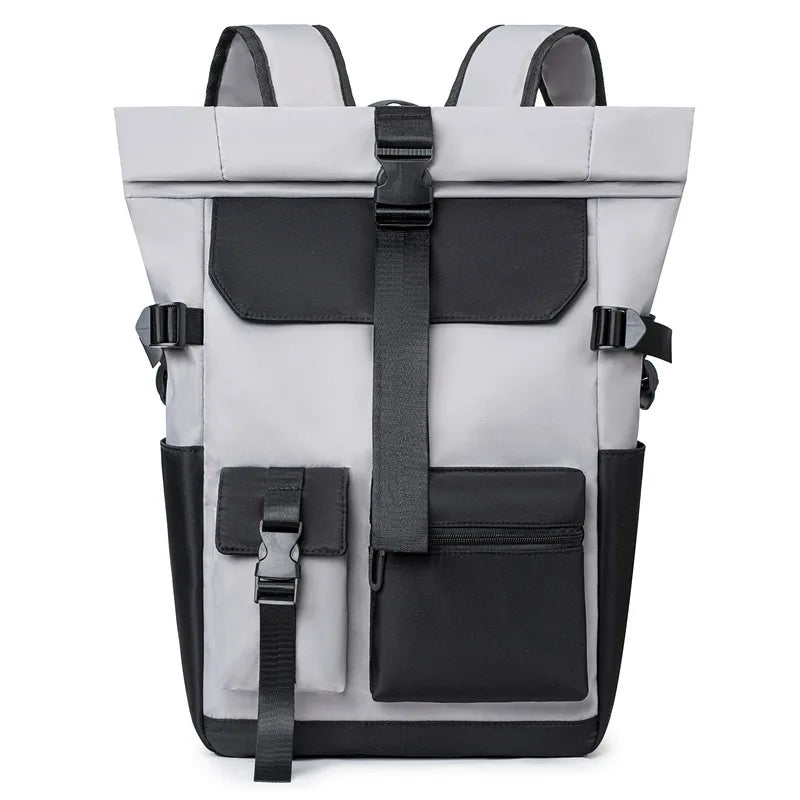Roll-Top Backpack Unisex Fashionable Casual Travel Bag with Laptop Compartment Softback