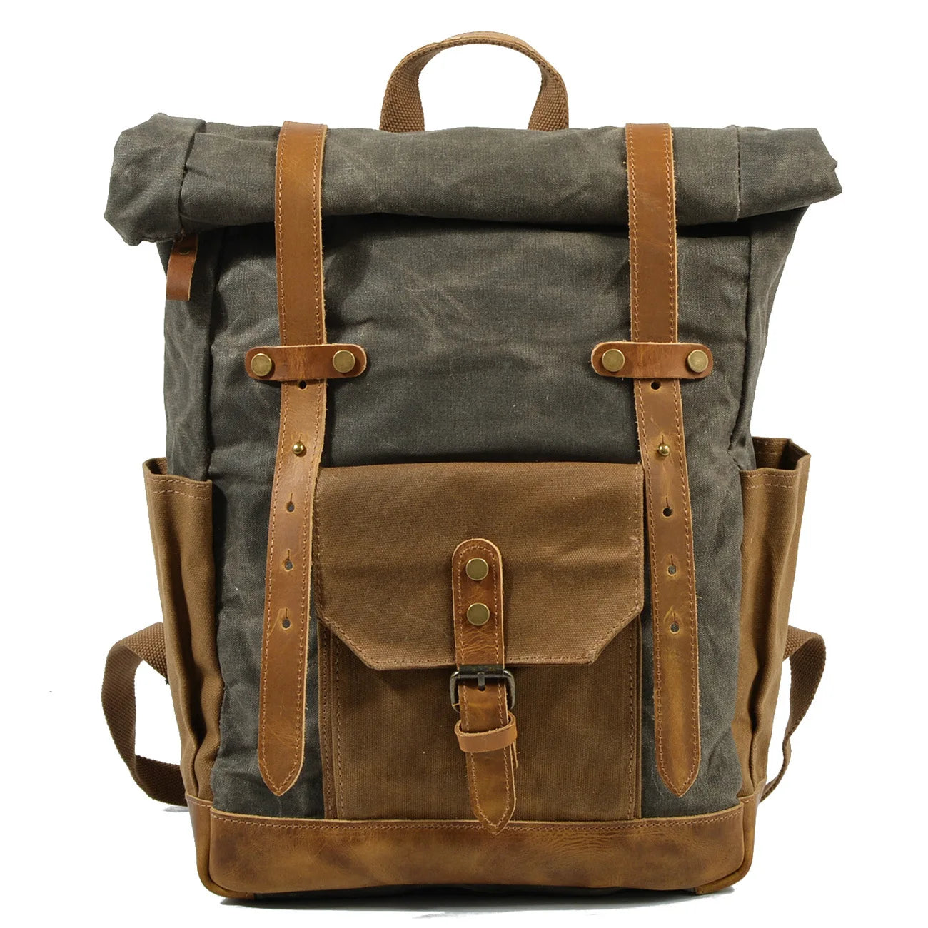 Luxury Vintage Canvas Backpack for Men – Oil Wax Leather Travel Rucksack, Large Waterproof Retro Daypack