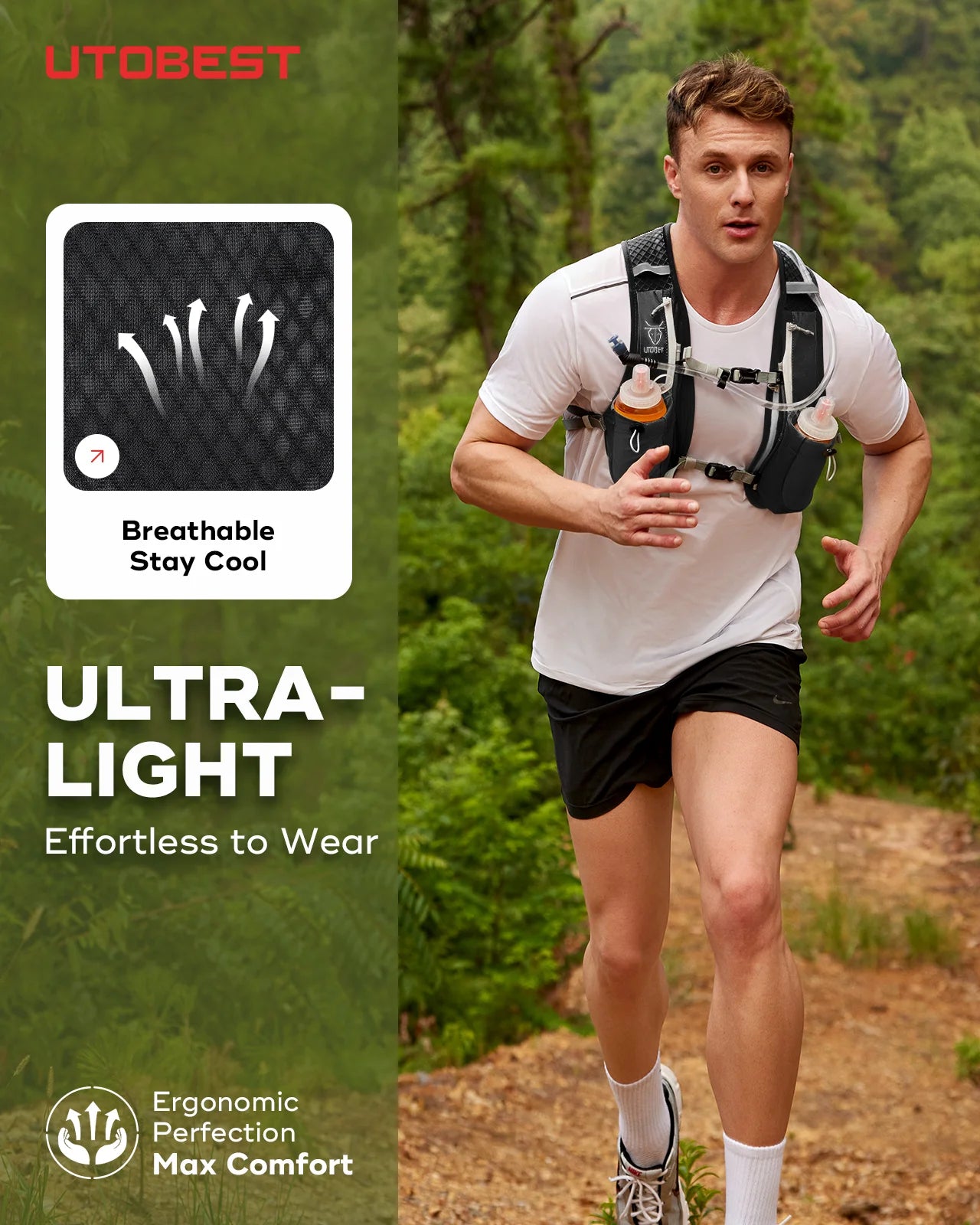 UTOBEST 5L Ultraleichte Lauf-Trinkweste – Atmungsaktiver Trail-Rucksack für Radfahren, Wandern und Marathons