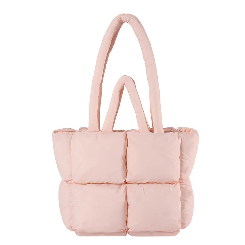 Quilted Puffer Tote Bag – Weich gepolsterte Nylon-Schulterhandtasche für Damen, wintertauglich und stylisch