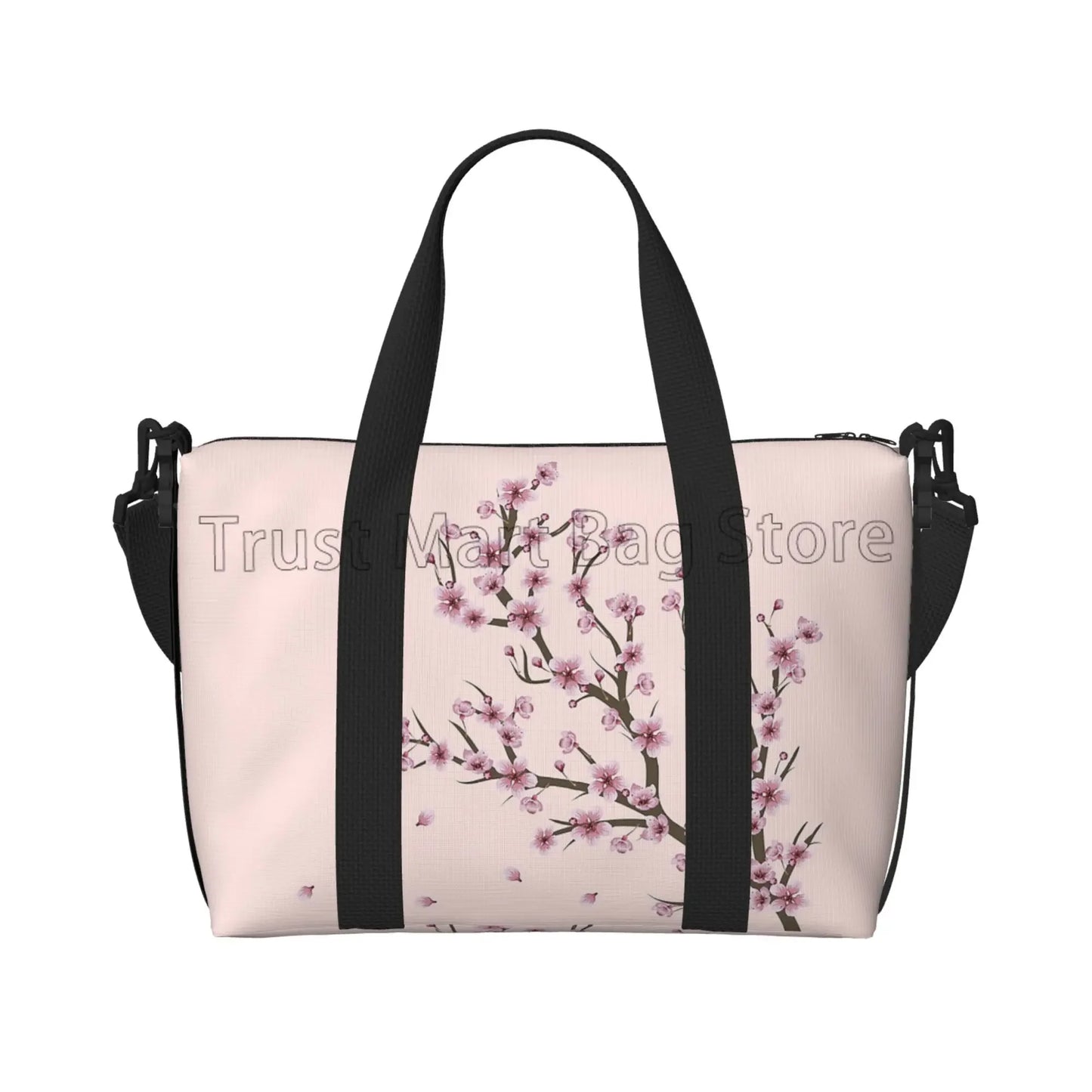 Sakura Cherry Blossom Weekender Bag – Schwarze wasserdichte Reisetasche für Damen und UnisexSakura Cherry Blossom Weekender Bag – Schwarze wasserdichte Reisetasche für Damen und Unisex
