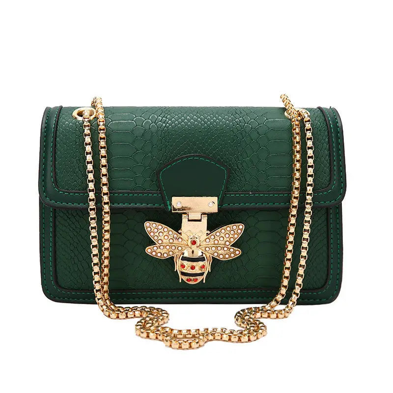Luxuriöse Bee Lock Handtasche für Damen – Tragetasche und Umhängetasche aus Leder mit Krokodilprägung | Schicker, lässiger Stil mit Designer-Flair