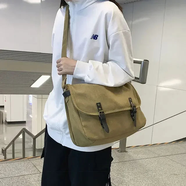 Vintage Canvas Umhängetasche – Großes Fassungsvermögen Schultertasche Messenger für Damen & Herren