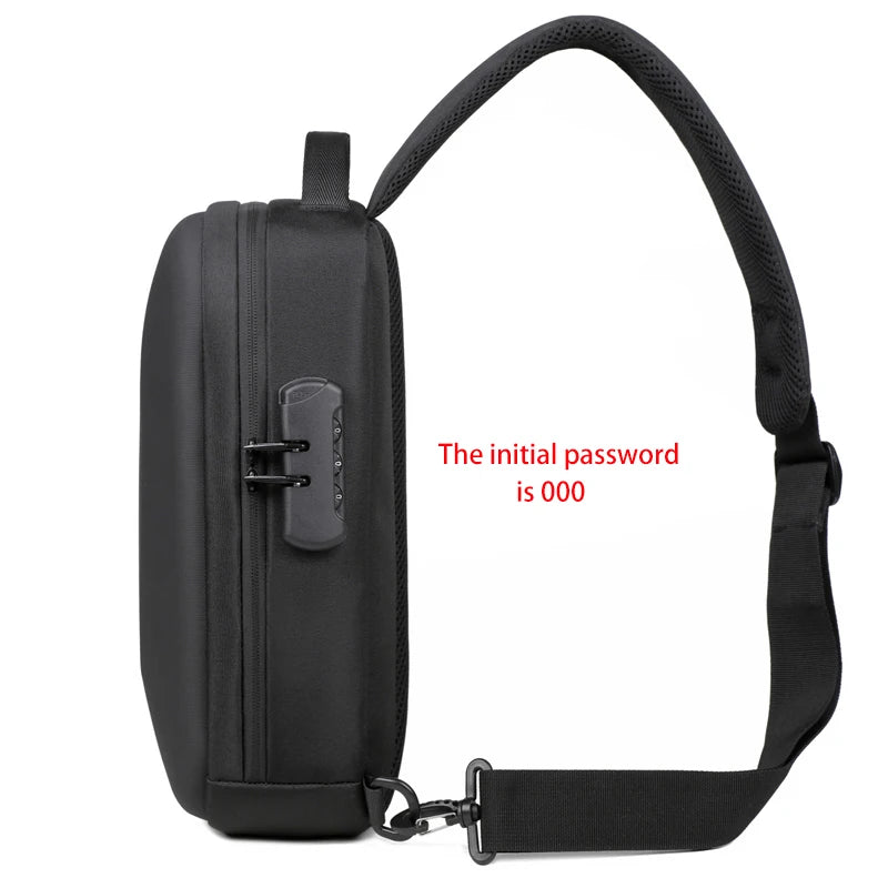 Diebstahlsichere Crossbody-Brusttasche für Herren – USB-Ladeanschluss, Zahlenschloss und Schultertasche für unterwegs