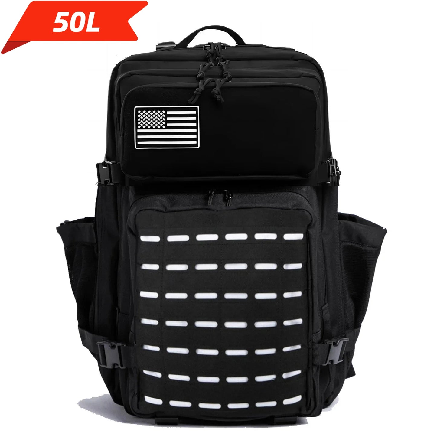 25L/50L Tactical MOLLE Backpack – Hunting, Hiking & Gym Rucksack for Men with 2 Bottle Holders, EDC Outdoor Bag