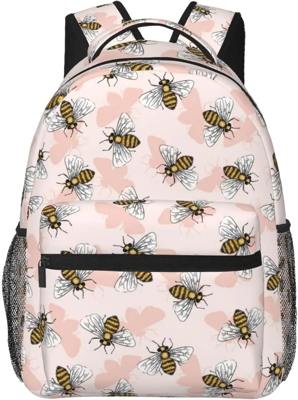 Rucksack mit Bienen- und Blumenmuster – Leichter Tagesrucksack für Damen und Herren | Süße Tasche für Reisen, Wandern, Camping und den Alltag