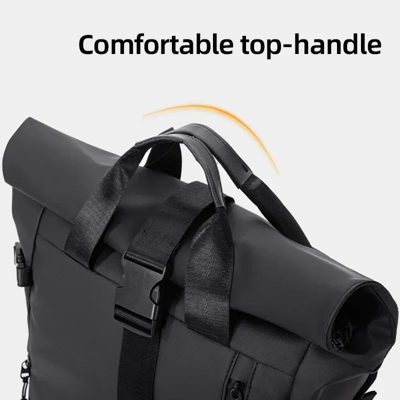Herren Outdoor Rolltop Rucksack 20–35L – Wasserdichter Reiserucksack mit gepolstertem Air-Cushion-Gürtel