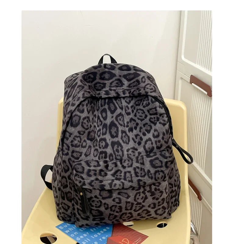 Modischer Rucksack für Damen mit Leopardenmuster – Stilvolle Tasche mit großem Fassungsvermögen für Reisen, Schule und den täglichen Gebrauch