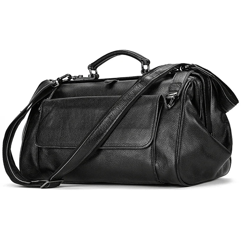 Unisex Genuine Leather Duffle Bag – Luxury Designer Travel Handbag for Business, Weekend & Flights (45cm)