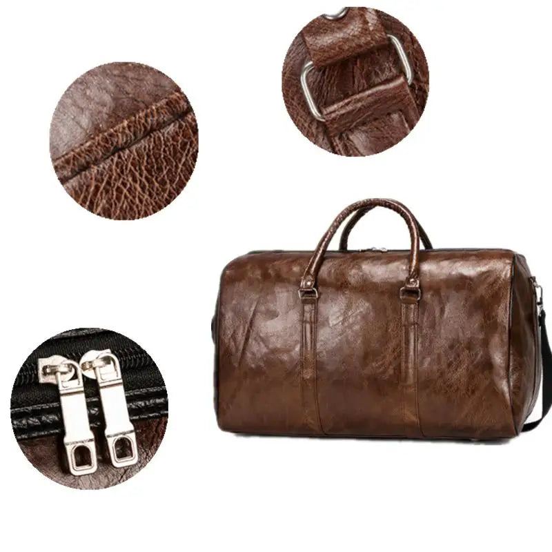 Independent Reisetasche aus PU-Leder für Herren – Schulterhandtasche mit großem Fassungsvermögen und Reißverschluss